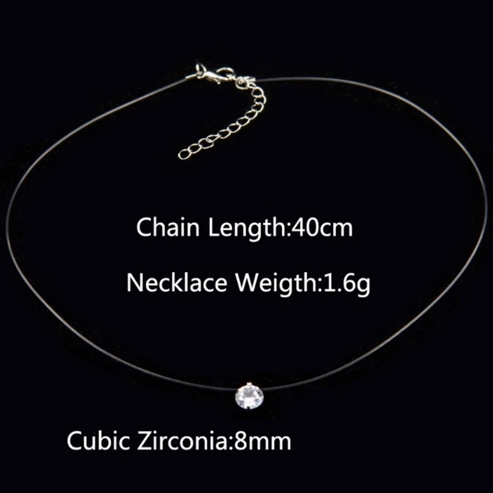 Cubic Zircon Invisible Line Necklace - Picture 3 of 5